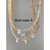 1pc European And American Style Shell Letter Pendant Collarbone Necklace With Crystal Beaded Chain, Super Shiny