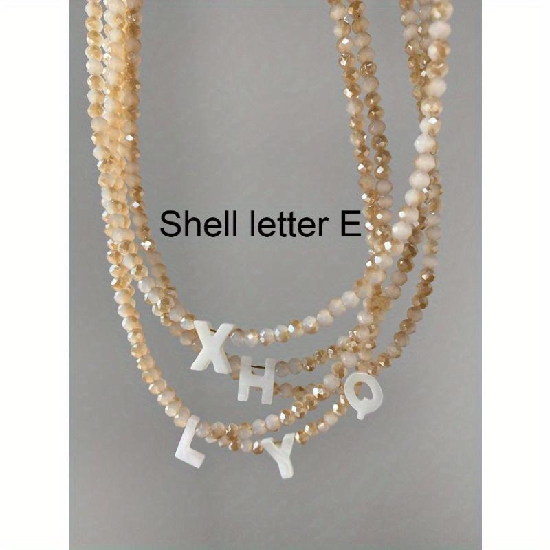 1pc European And American Style Shell Letter Pendant Collarbone Necklace With Crystal Beaded Chain, Super Shiny