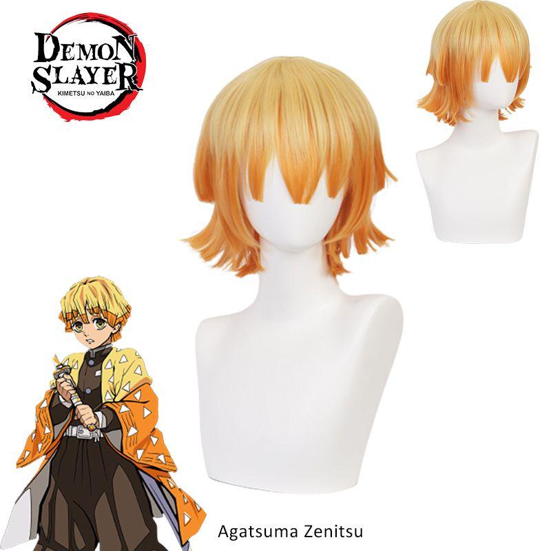 Agatsuma Zenitsu Demon Slayer Perücke Hitzebeständig Kurzes Haar Für Halloween