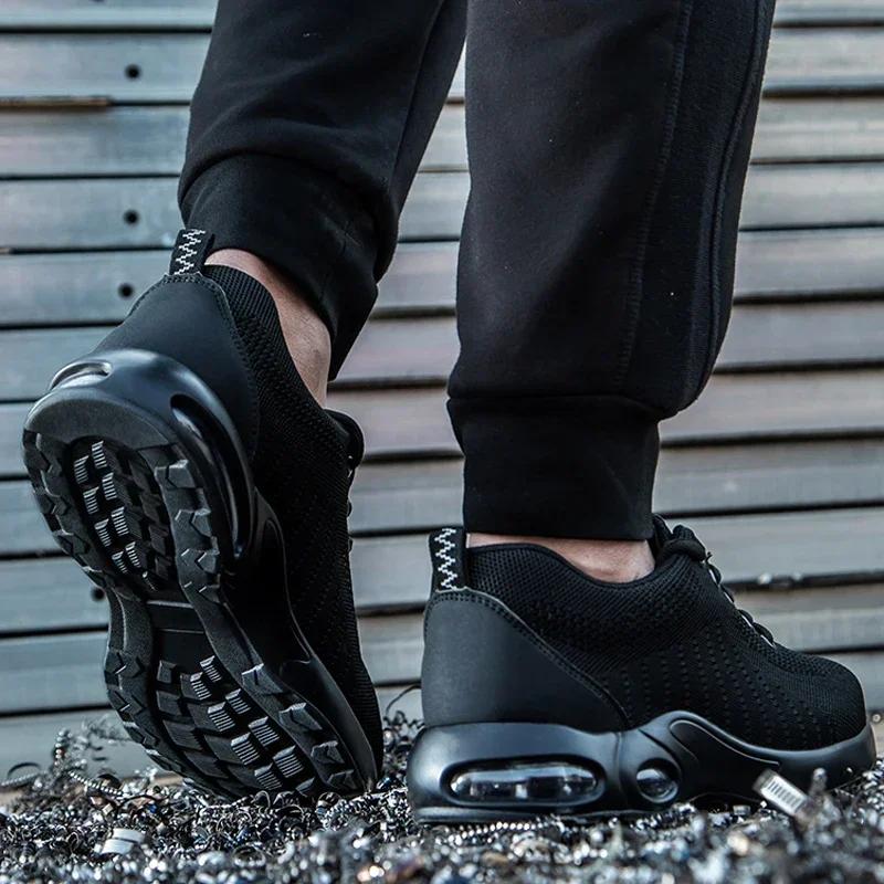 Letní vzduchový polštář pracovní bezpečnostní obuv pro muže ženy prodyšné pracovní tenisky obuv s ocelovou špičkou bezpečnostní ochranná obuv proti propíchnutí