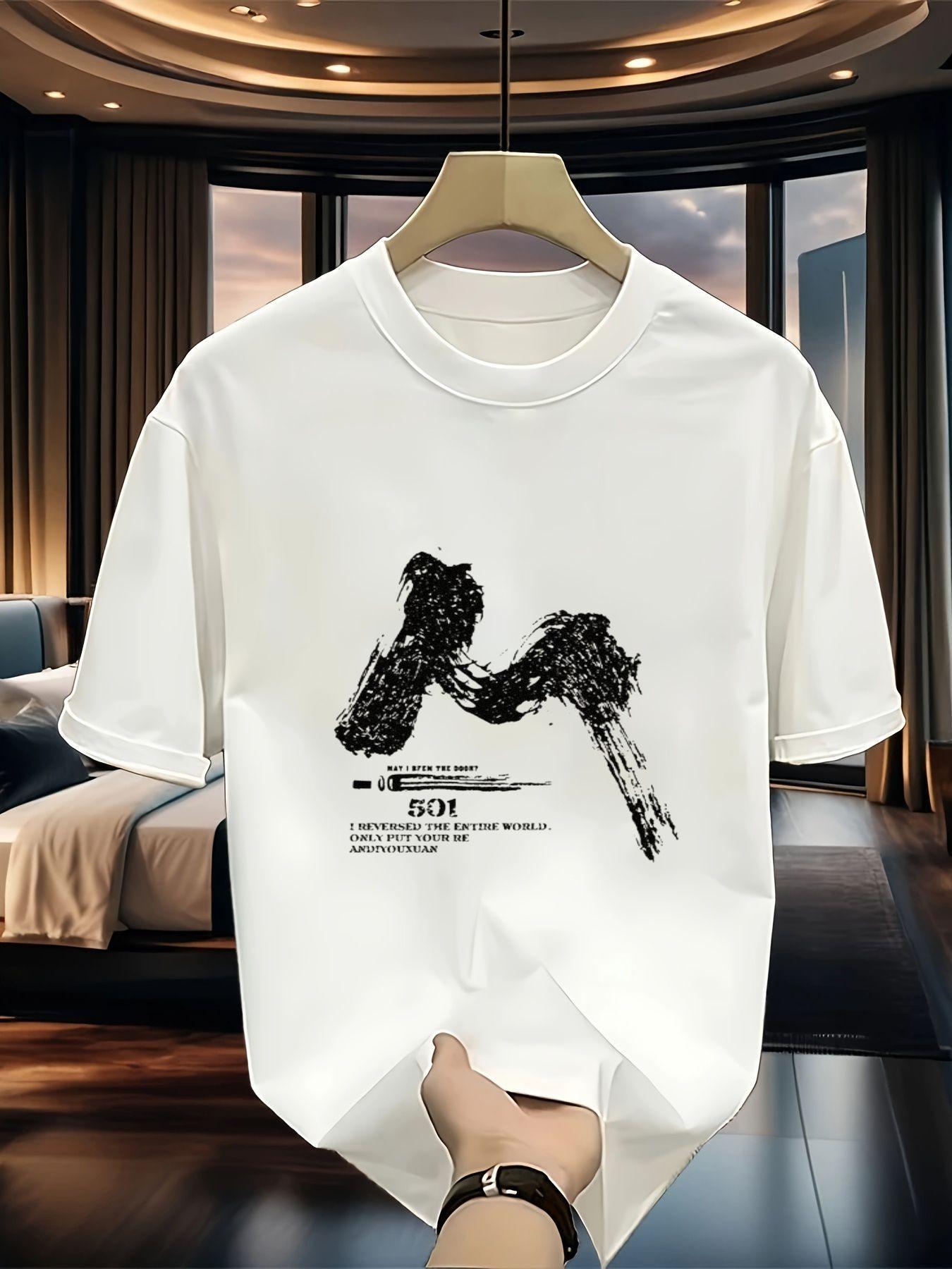 

Fashionable for Artistic Graphic T-Shirt - Distinctive Abstract Brushstroke Pattern, Lightweight Tee for Casual Use - Great for Daily Attire, Creative 5XL різнокольоровий