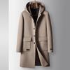 Cappotto di Lana da Uomo Autunno e Inverno Medio e Lungo con Cappuccio Fodera Rimovibile in Pelo di Coniglio Giacca Business per Uomini di Mezza Età e Giovani