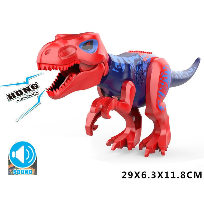 With Sound Assembled Building Blocks Dinosaur World T-Rex Velociraptor Triceratops Jurassic Animal Model Bricks Figure Toys Gift