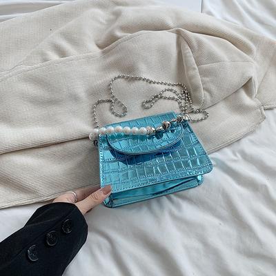 Summer Premium Feeling Niche Tote Mini Glossy Silver Small Bag Female  New Crossbody Pearl Chain Bag Pu Leather Designer Bag