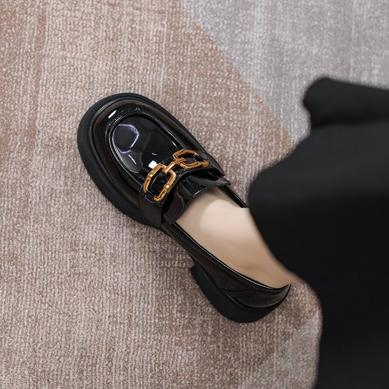 

Женская обувь Yuexinwang из натуральной кожи на плоской подошве от Huizhou, виноградные туфли из той же кожи, черные новые мокасины на платформе в британском стиле 34