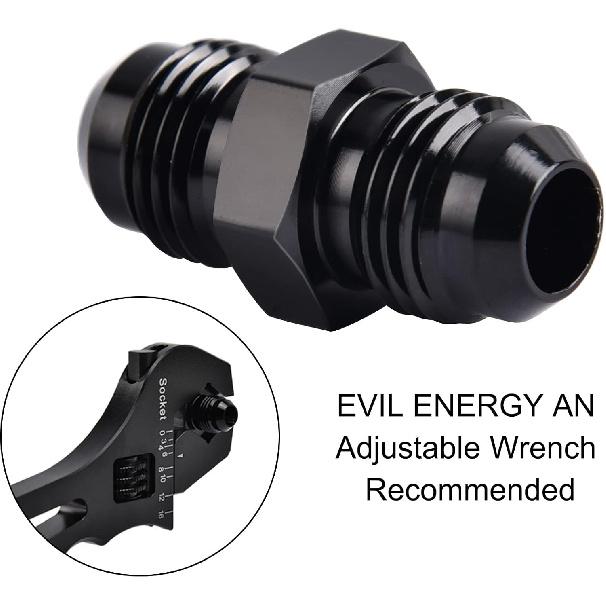 EVIL ENERGY 6AN Male to Male Flare Coupler Union Straight Fuel Hose Adapter Fitting Black 2PCS