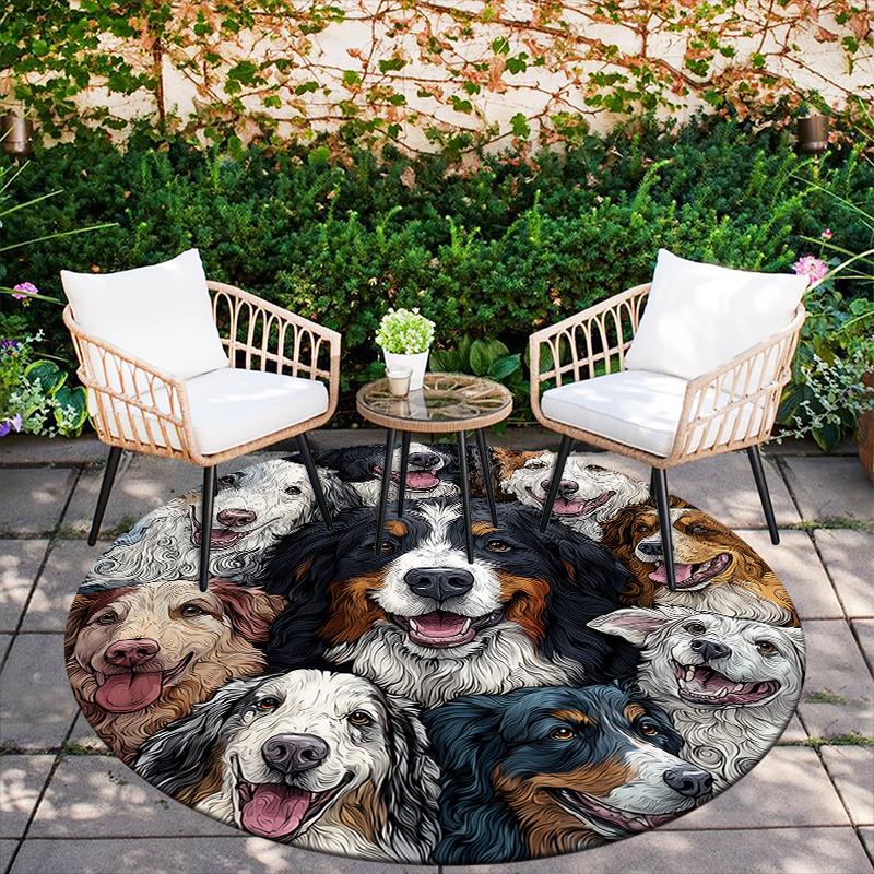 Bernese Mountain Dog pattern round rug, Carpet Rug for Living Room Bedroom Sofa Playroom Decor, Non-slip Floor Mat, Holiday Gifts and Birthday Gifts