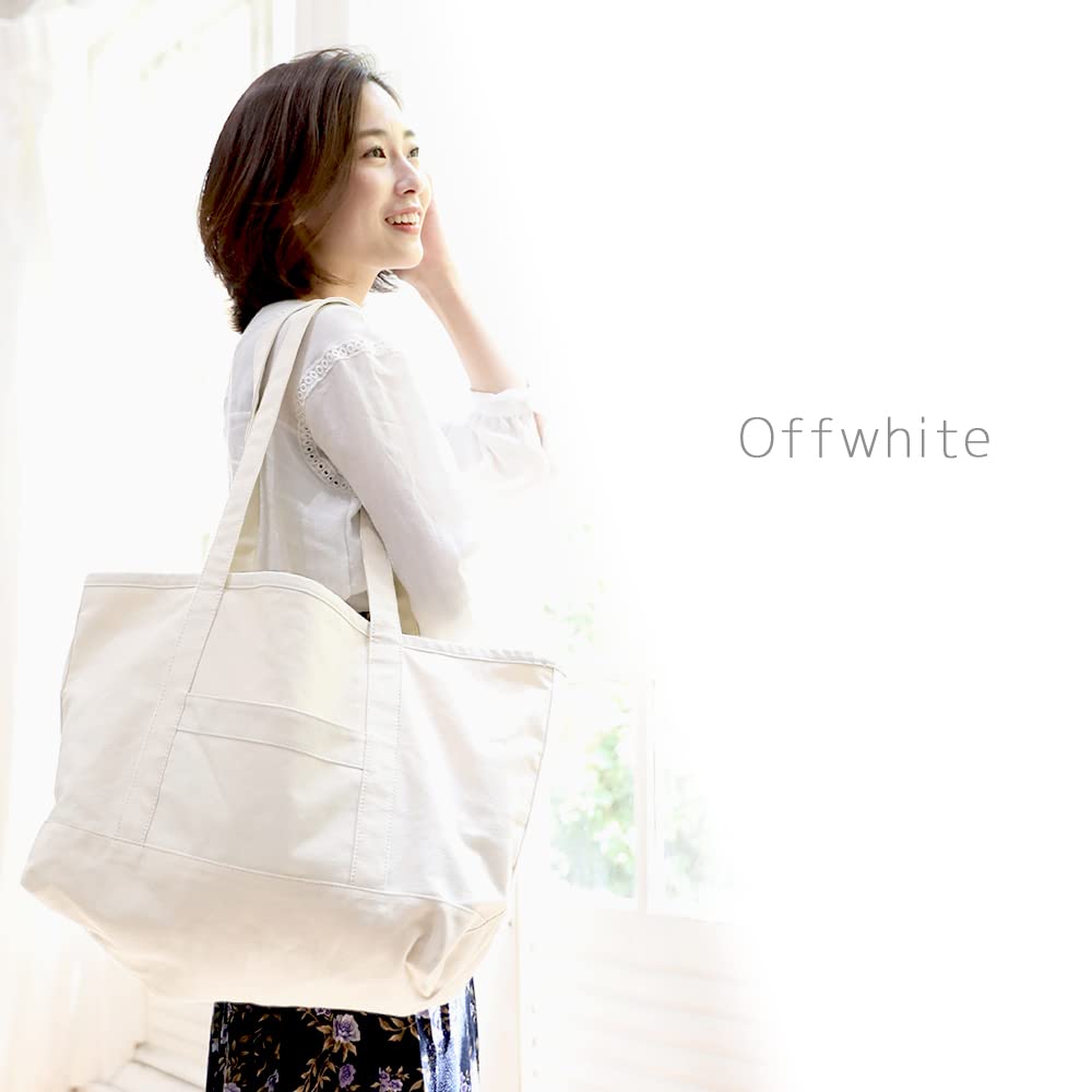 CoComono. Damen Leinwand-Tragetasche, Reise-Schultertasche, Großes Fassungsvermögen, Öko-Tasche, Muttertasche, Dicke Leinwand, A4-Format, Beliebte Mom-Bag, Cremeweiß