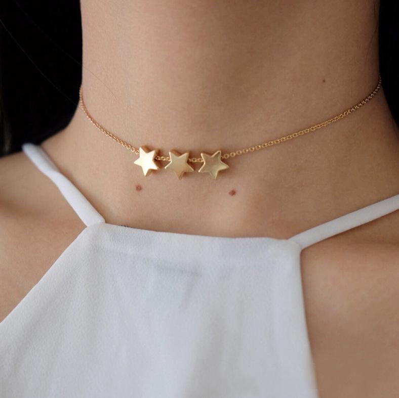 Simple Ladies Fashion Handmade Chain Jewelry, Alloy Star Pentagram Short Necklace Collarbone Chain
