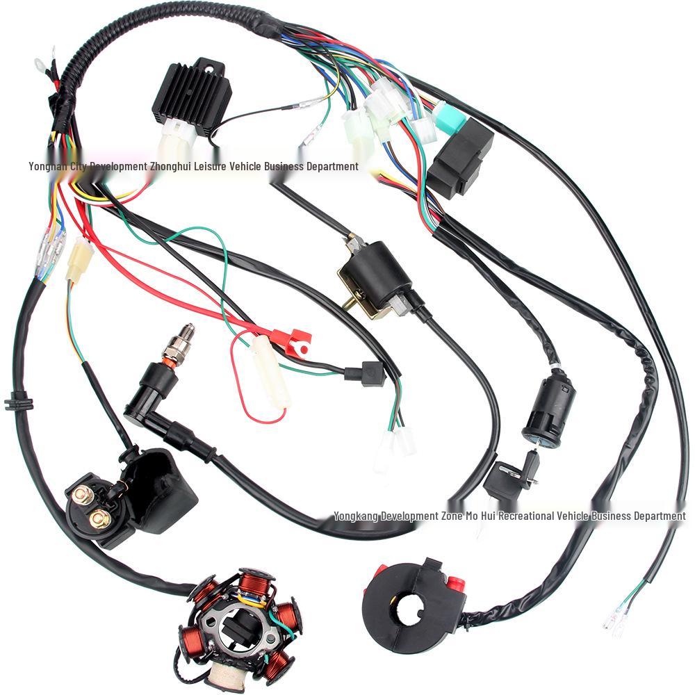 Off-road Motorcycle ATV Dune Buggy 70-110CC Wiring Harness with 6-Level Coil Ignition CDI