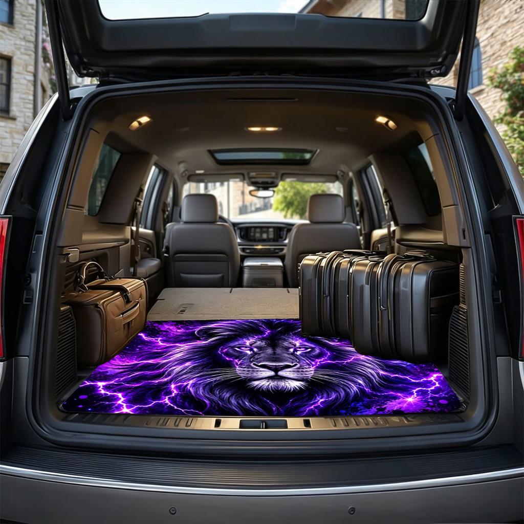 1Pcs Purple Lightning Lion Car Trunk Mat Anti Slip Cargo Liner Waterproof Storage Protector for SUV Sedan