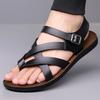Summer Rome Fashion New Men Gladiators Black Buckle Strap Patent Leather Casual Shoes Breathable Beach Sandals Outdoor Slippers