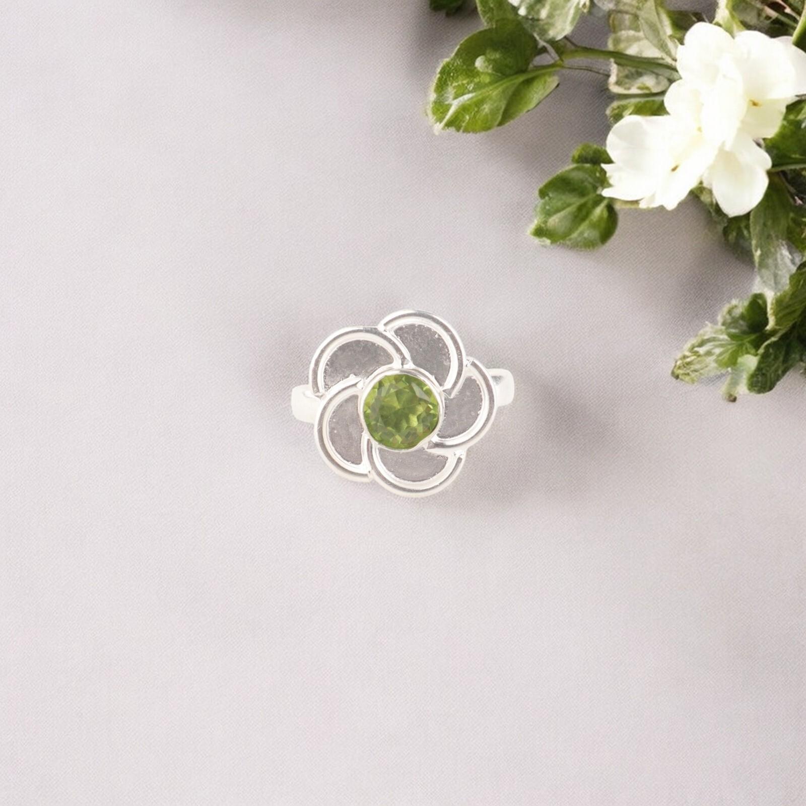 

Genuine Peridot Gemstone Ring 925 Stamped Silver Handmade Jewelry Christmas Gift RR-51-5 13