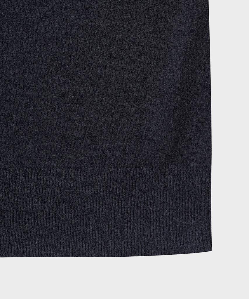 Teildeon Dickie Short Sleeve Boucle Yarn Knit Polo Shirts Navy