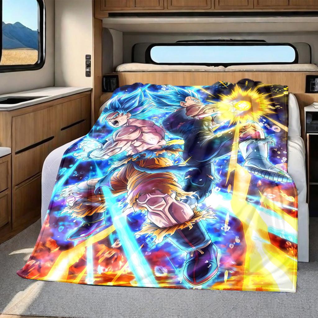 1PC Dragon Ball Super Print Flannel Blanket, High quality All Seasons, Home Decor, Warmth and Comfort, Perfect for Christmas Gifts