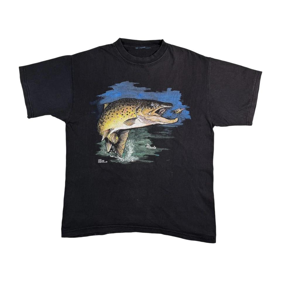 Винтажная футболка 90-х с рыбой Ritchie Fishing Nature Outdoor Черная футболка L / XL 3XL