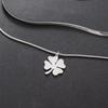 My Shape Fashion Four Leaf Clover Necklace Stainless Steel Pendant for Women Men Classic Lucky Jewelry Snake Chain Birthday Gift