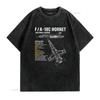 Cool Line Art F A C Hornet Multirole Fighter Jet Specs Print Casual T Shirt vintage Washed graphic Unisex streetwear Stylish