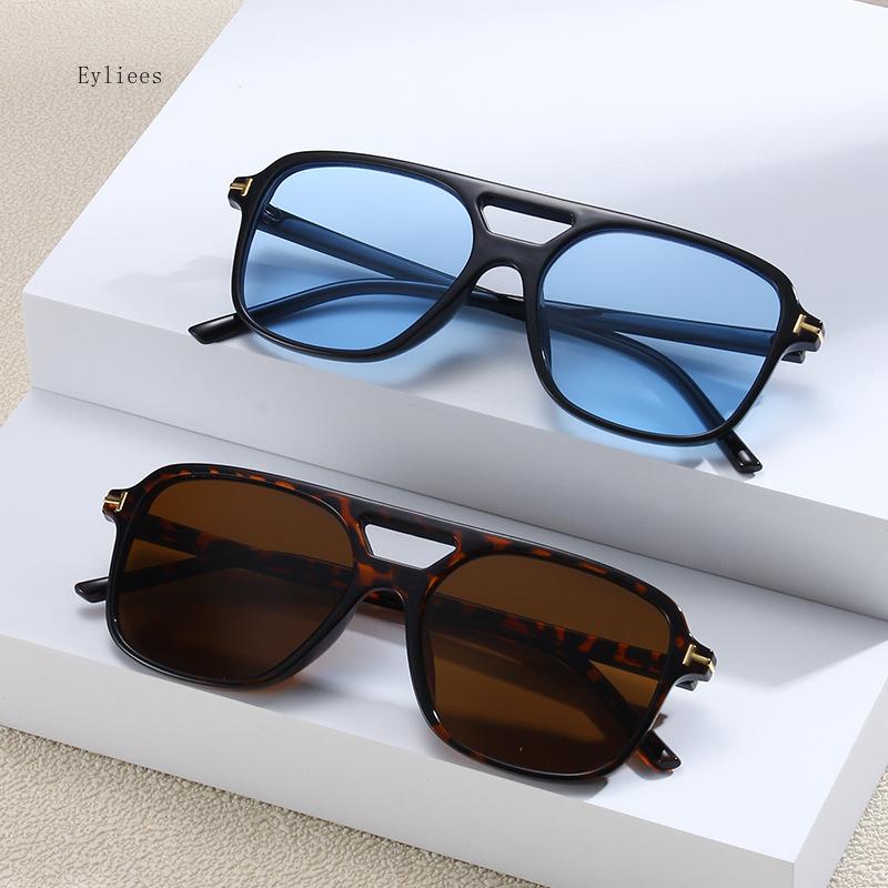 Vintage Classic  Designer Double Bridge Square Sunglasses Women For Men Male Luxury Sun Glasses Punk Big Frame Shades UV400