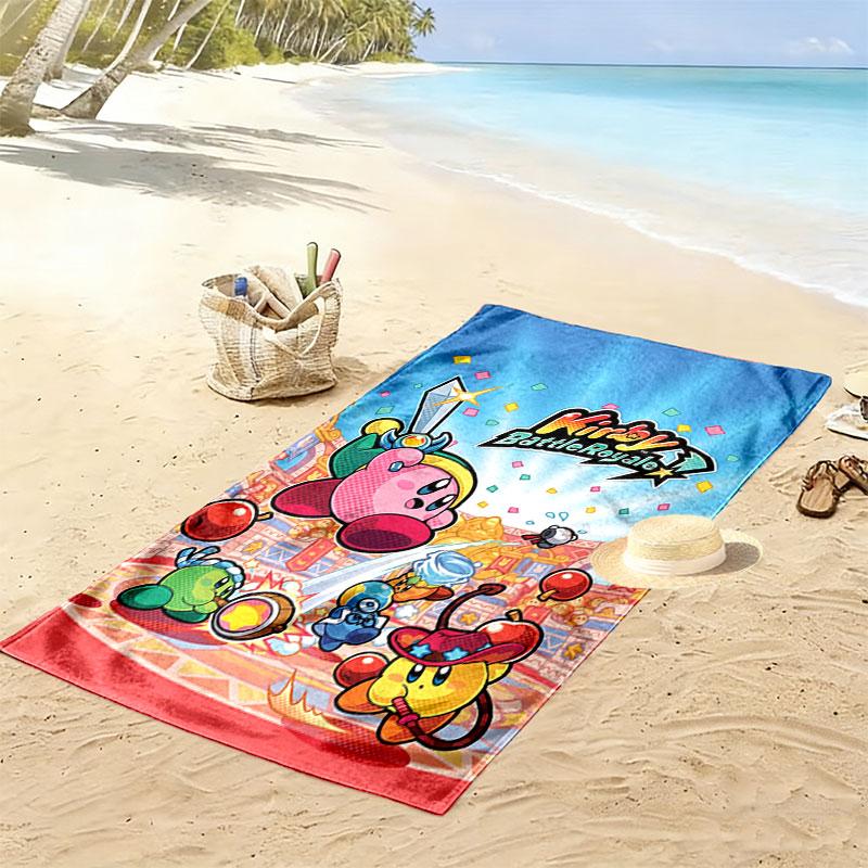 Kirby Print Beach Towel, Large Soft Quick Dry Towel for Beach Camping Swimming