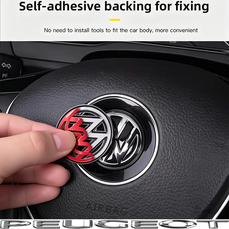KUDFZ1 Car ABS Steering Wheel Emblem Trim Sticker Badge For VW GTI Golf Polo 6 7 Passat CC Tiguan T-ROC Jetta MK6 Taigo Arteon Hub Cap
