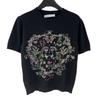 Women's Early Spring Embroidered Round Neck Short Sleeve Knitted Top