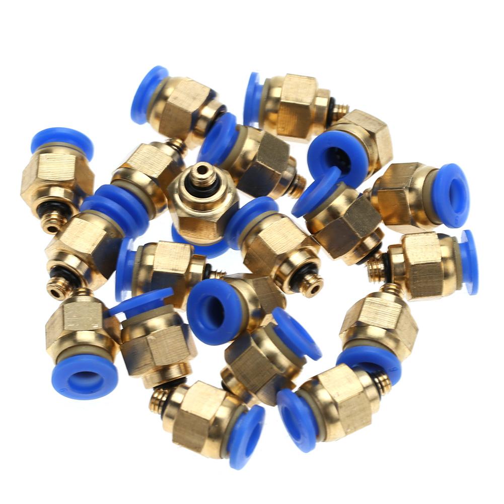 Tubo Aria 4mm Raccordi Rapidi Pneumatici Filettatura Maschio Connettore Dritto Push-In (PC4 M5 20 pezzi)
