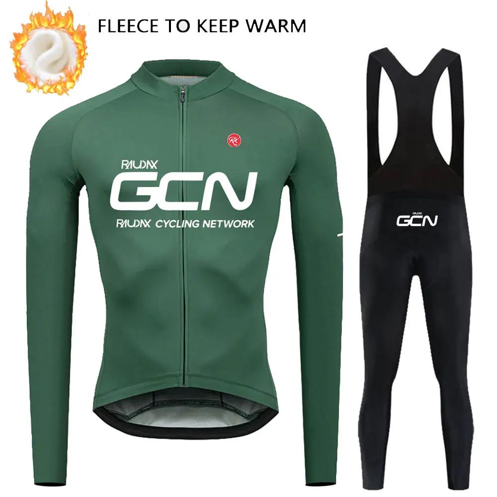 Bike Team 2026 Winter Long Sleeves Cycling Clothing Men's Thermal Fleece Cycling Jersey Set Moutain Road Bike Uniform
