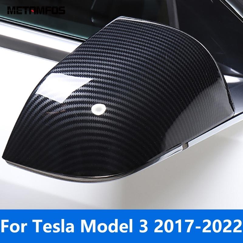 For Tesla Model 3 2017- Carbon Fiber Rearview Side View Mirror Cover Trim Protection Cap Accessories Car Styling