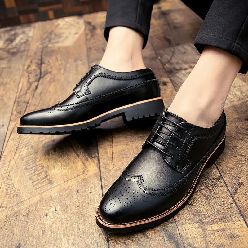 British Men's Leather Shoes Derbies Business Casual Shoes Brogue