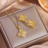 Top Luxury Gold Plated Copper Pendant Necklaces Earrings For Women Trendy Fashion Female Jewelry Set Girls Clavicle Chain