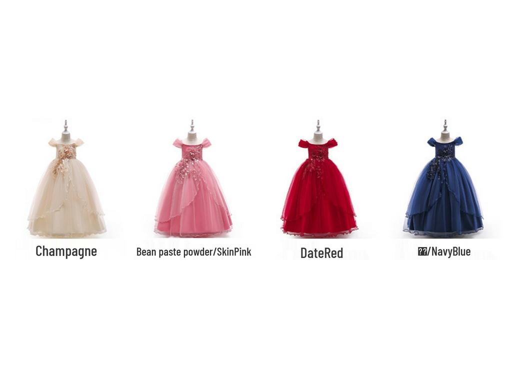 Girls' Evening Dress with 3D Flowers - Princess Catwalk Performance Costume