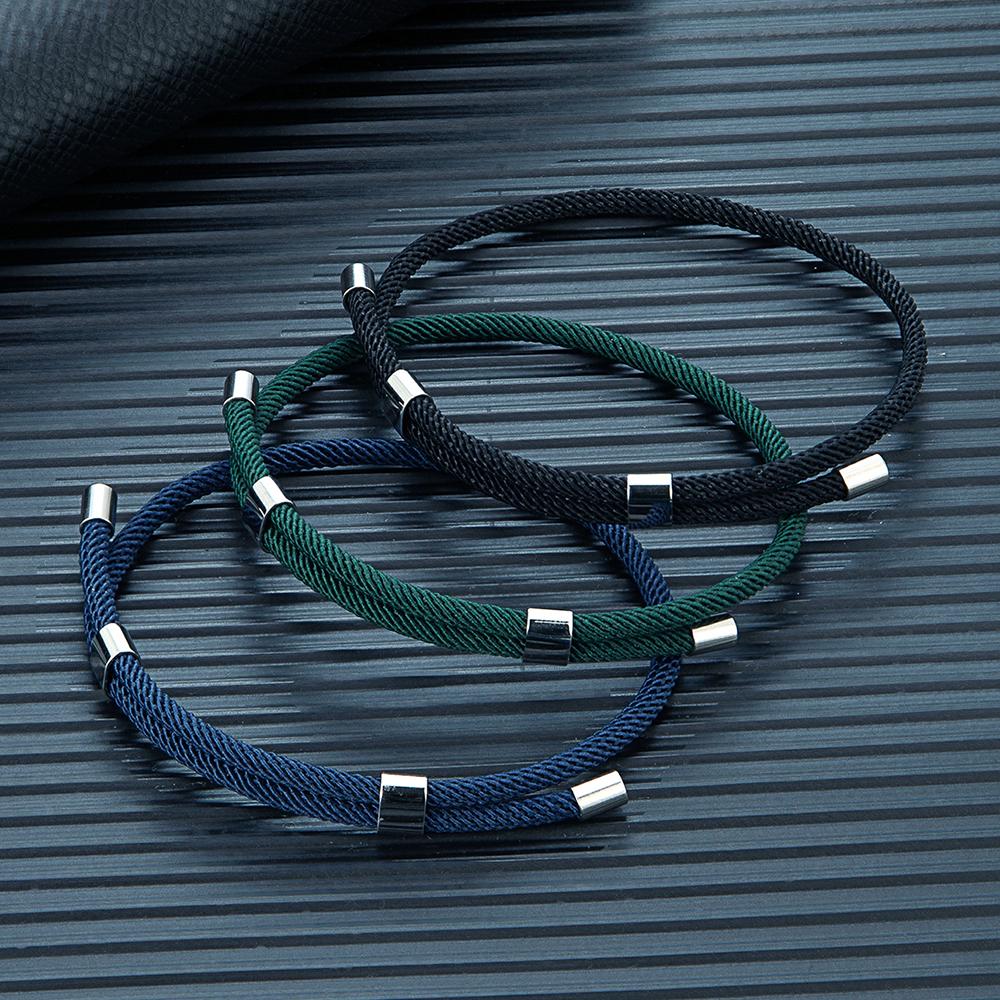 Simple Men Women Bracelet 3mm Durable Marine Rope With Polished Steel Closure Jewelry Summer Beach Gifts