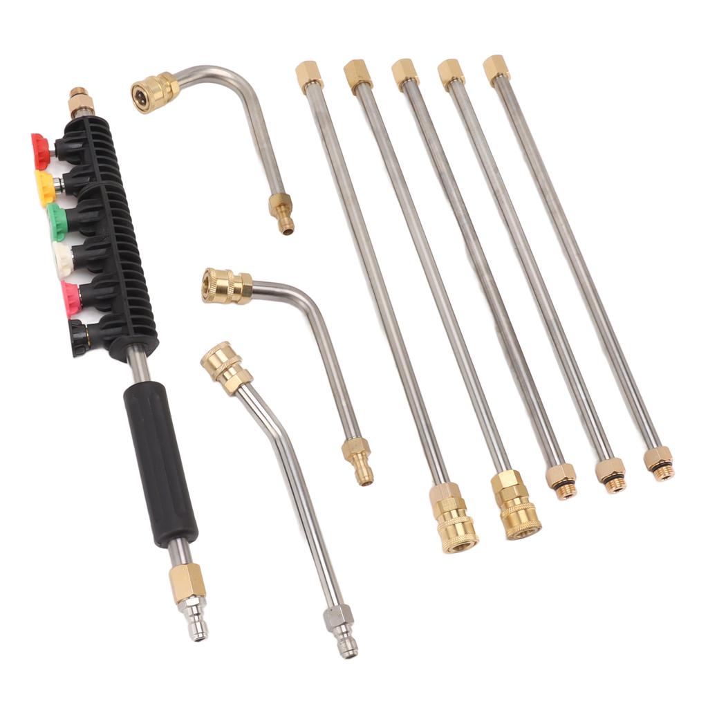 Pressure Washer Extension Wand 5 Straight Rod 3 Curve Rod Set Power Washer Lance with 6 Nozzles