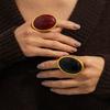 Classic Simple Geometry Red Oval Resin Finger Ring Women Vintage Elegant Rings Charm Party Accessories Jewelry Gifts
