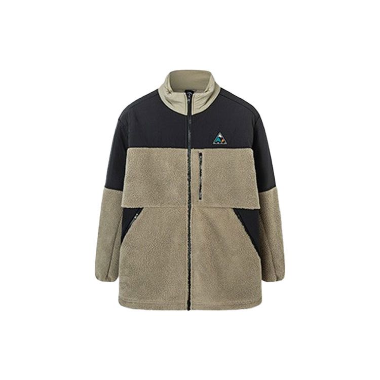 

Anta Colorblock Шерпа Трикотажная куртка на флисовой подкладке Мужская куртка Серая 152146705-1