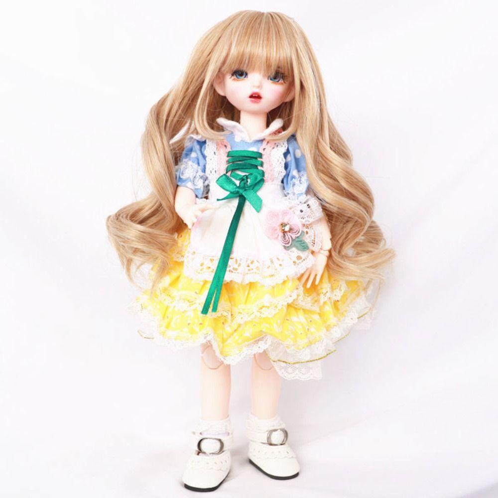 Bjd Dolls Hair Bjd SD Wig 1/6 Long Straight Wavy Hair Cute Doll Hair Wig  For Girls