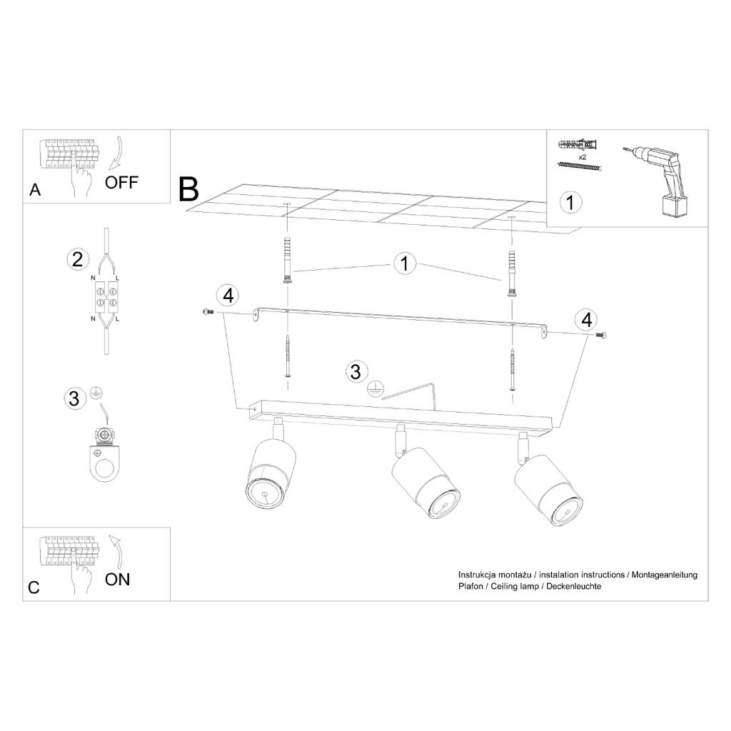 Plafon Ranix 3 Gu10 Czarny Lumilo 10.197.66