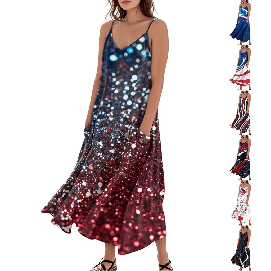 Women's Summer Dress Casual Loose Print Long Beach Vacation Dresses