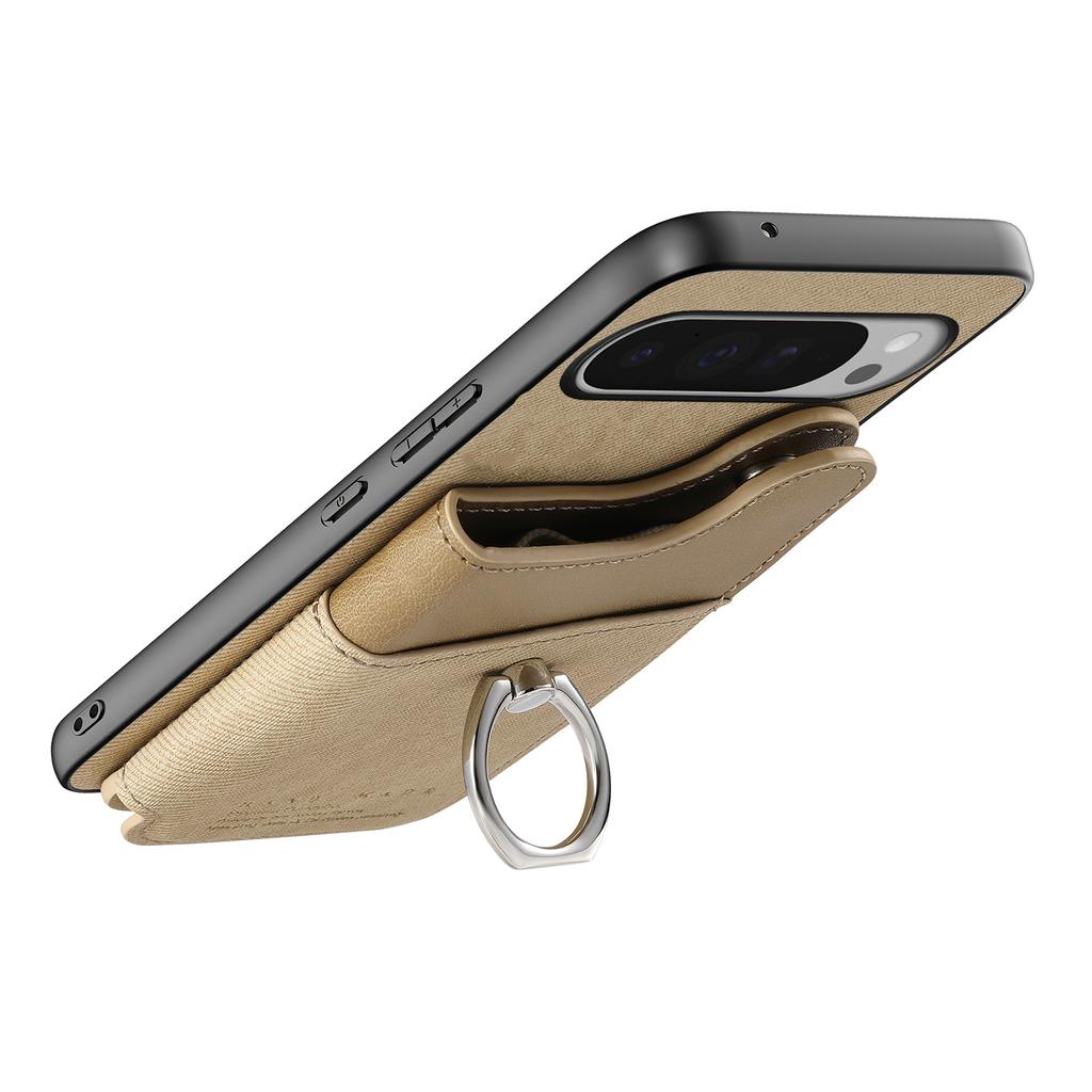 For Google Pixel 9 Pro XL/Google Pixel 10 Pro XL Case with Card Holder Kickstand Leather + TPU + PC Phone Cover