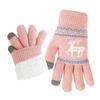 1 Pair Knitted Reindeer Full Finger Gloves Men Women Touch Screen Winter Warm Thick Fleece Gloves Outdoor Cycling Cold Weather Thermal Gloves
