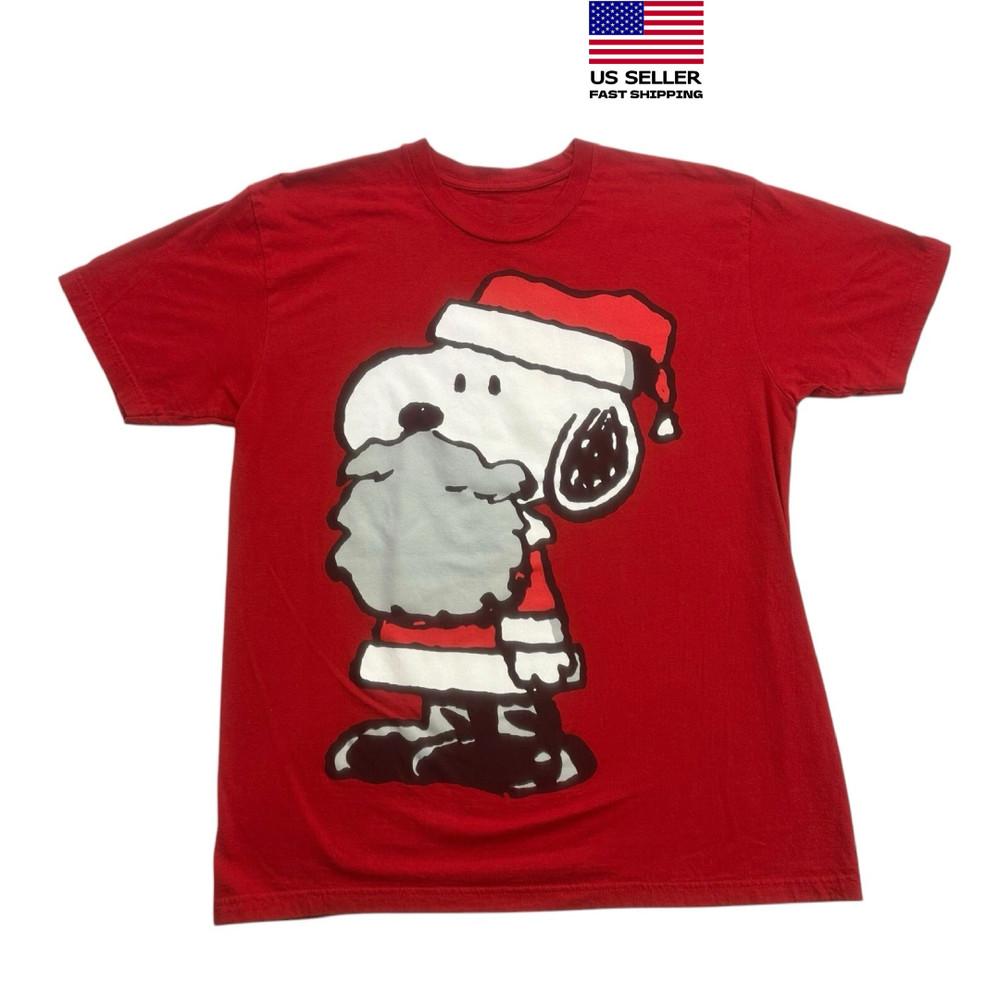 Snoopy Christmas Shirt Mens Red Santa Peanuts Short Sleeve Holiday 2025 Unisex T-Shirt XL