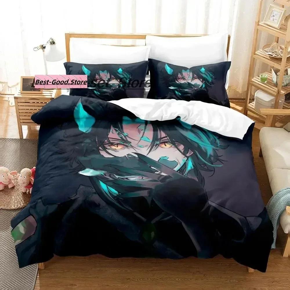 Game Genshin Impact Xiao Genshin Impact Bedding Set Duvet Cover Sheet Printed Pillowcase Full Queen King Size Comforter Bedroom