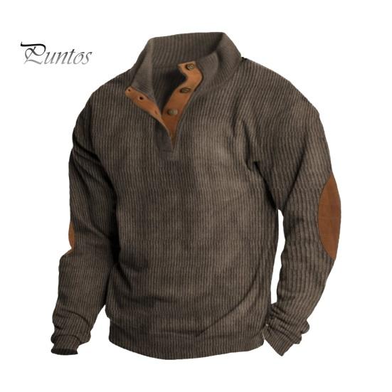 

Мужская толстовка с воротником-стойкой и пуговицами, с длинным рукавом, повседневная, свободная, ретро-цвета, для повседневного спорта на открытом воздухе, для путешествий, контрастные цвета, топ M