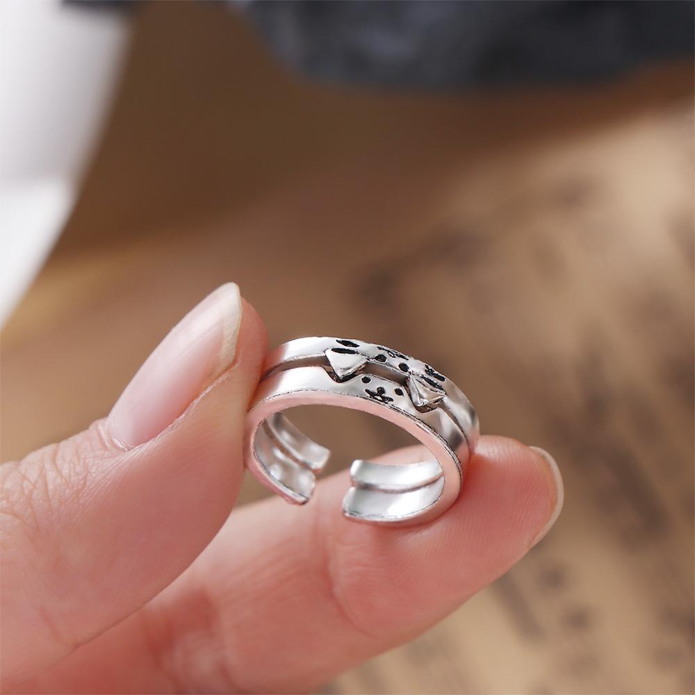 Cute Dog Animal Couple Ring Geometric Valentine's Day Gift Personality Cat Opening Ring Decoration
