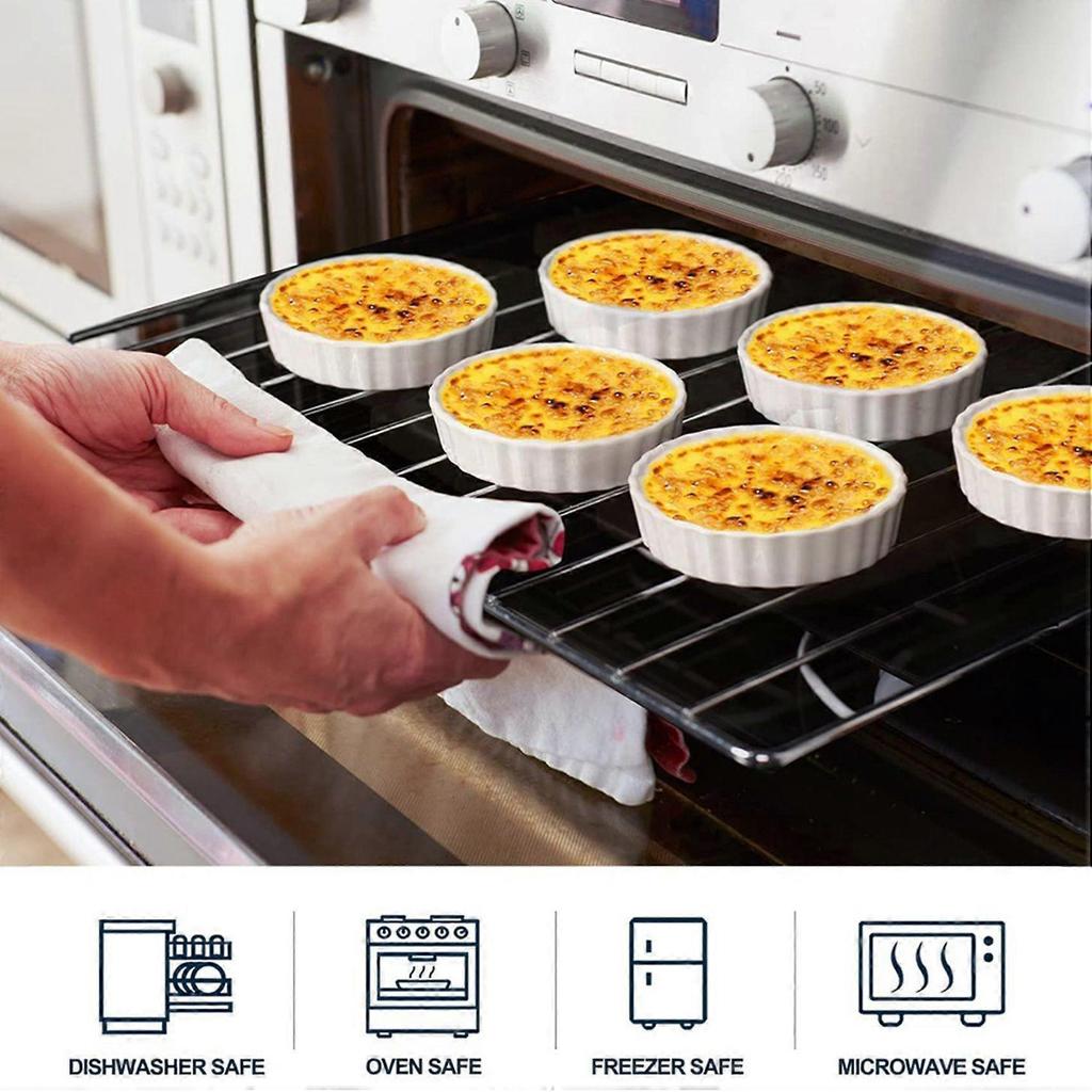 5 Oz Creme Brulee Ramekins, Round Fluted Quiche Dishes Tart Pan, Oven Safe Ramekins for Baking, Souffle, Ramekins 12Pack
