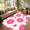 Cute Donut Pattern Area Rug Dessert Print Carpet Modern Pink Girly Home Decor Soft Non-Slip Floor Mat for Living Room Bedroom