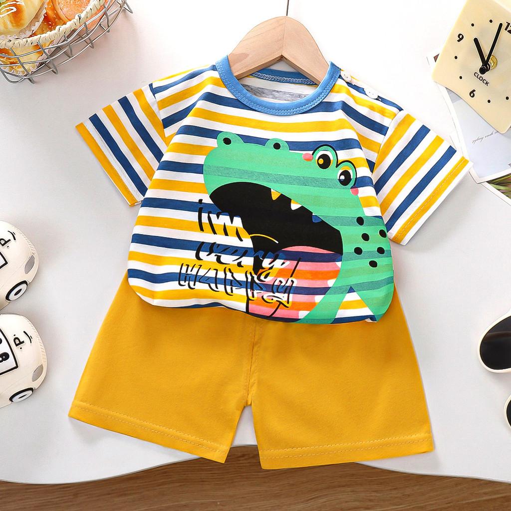 Kids Cartoon Cotton Short Sleeve Sets With Breathable Fabric For Summer Playwear