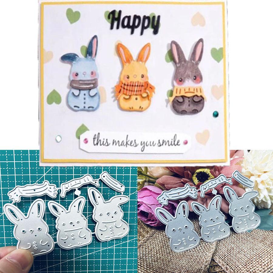 Easter 3pcs Bunny Metal Cutting Dies Stencil for DIY Scrapbooking Photo Album Embossing Paper Cards Crafts Diecuts