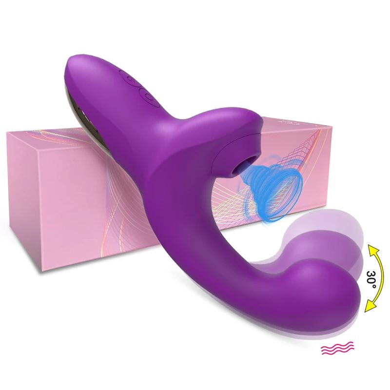 20 Speeds Powerful Dildo Vibrator Female Clit Sucker Vacuum Clitoris Stimulator Mimic Finger Wiggling Adult Sex Toy for Women